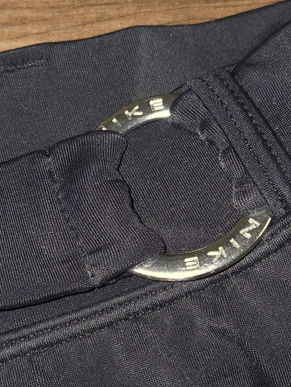 VTG Nike Swim Womens 16 Micro Mini Skirt Belt Center Swoosh Black Low Rise Y2K